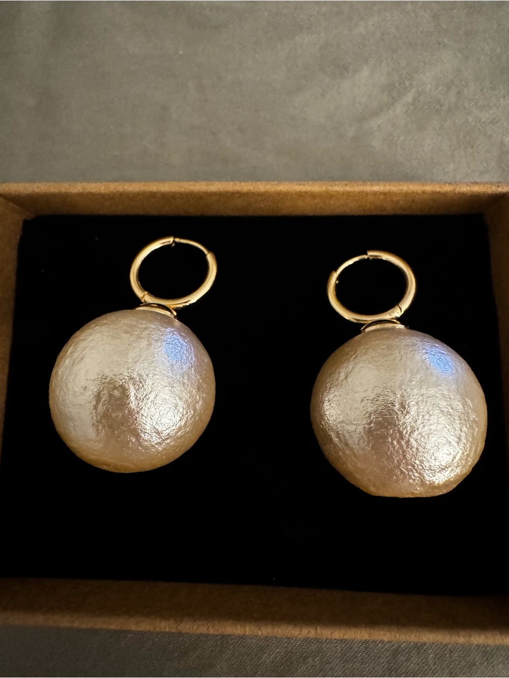 J. Crew Gold-Tone Pearl Dome Hoop Earrings